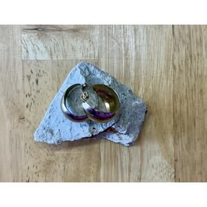 Vintage Silver Tone Half Hoop Earrings- Pre-Owned Womens Fashion Jewelry‎ EUC